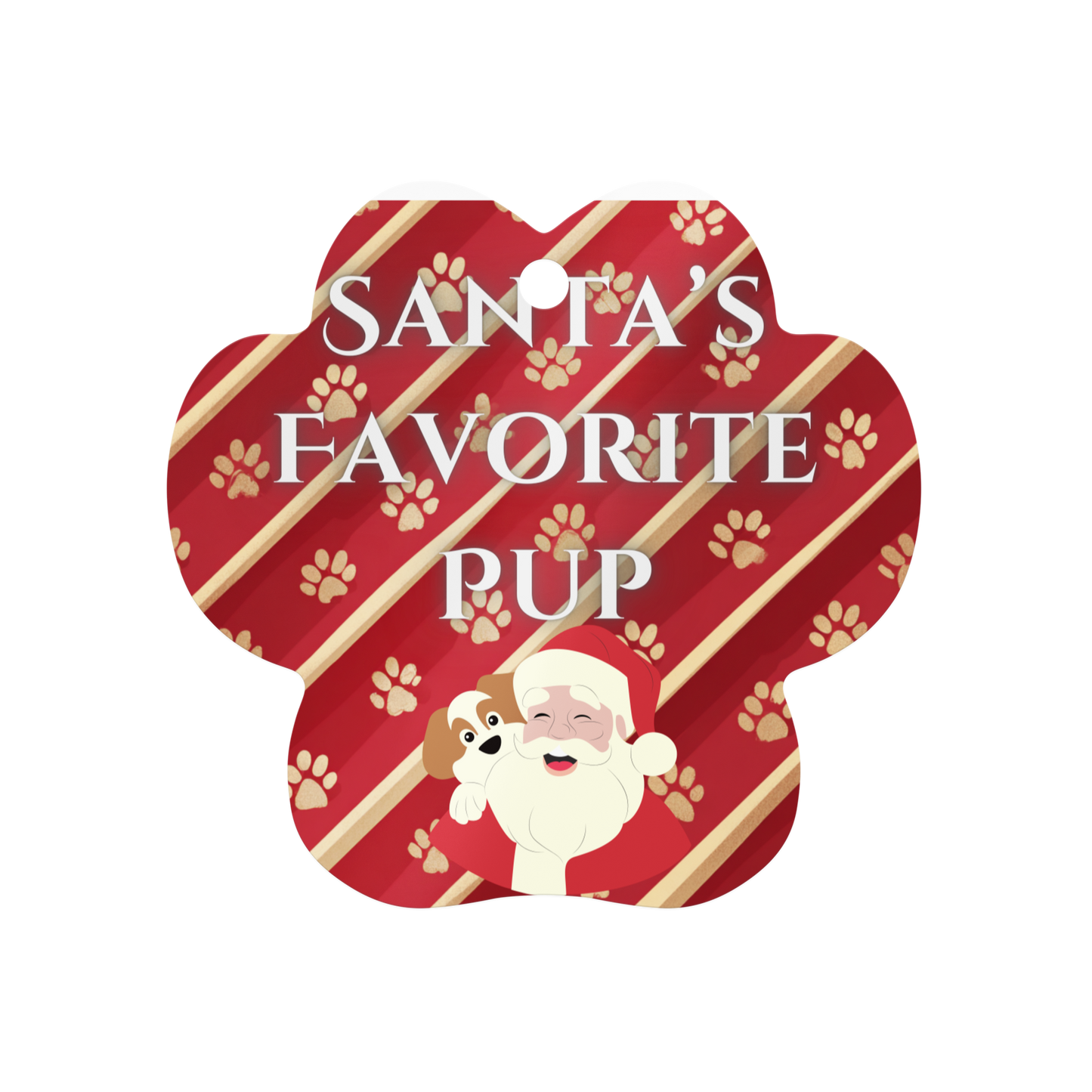 Santa's Favorite Pup Metal Ornament
