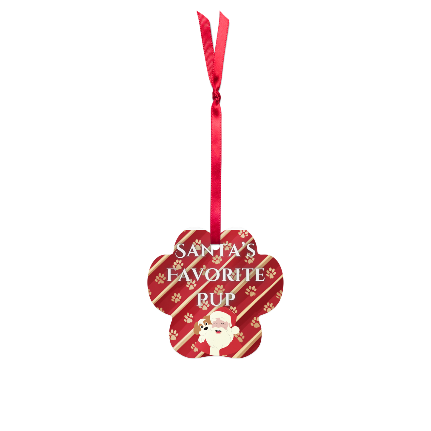 Santa's Favorite Pup Metal Ornament