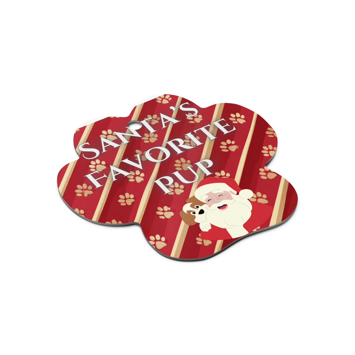 Santa's Favorite Pup Metal Ornament