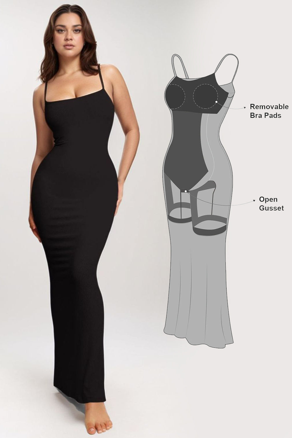 SNATCHED & Sleeveless: Built-In Shapewear Maxi