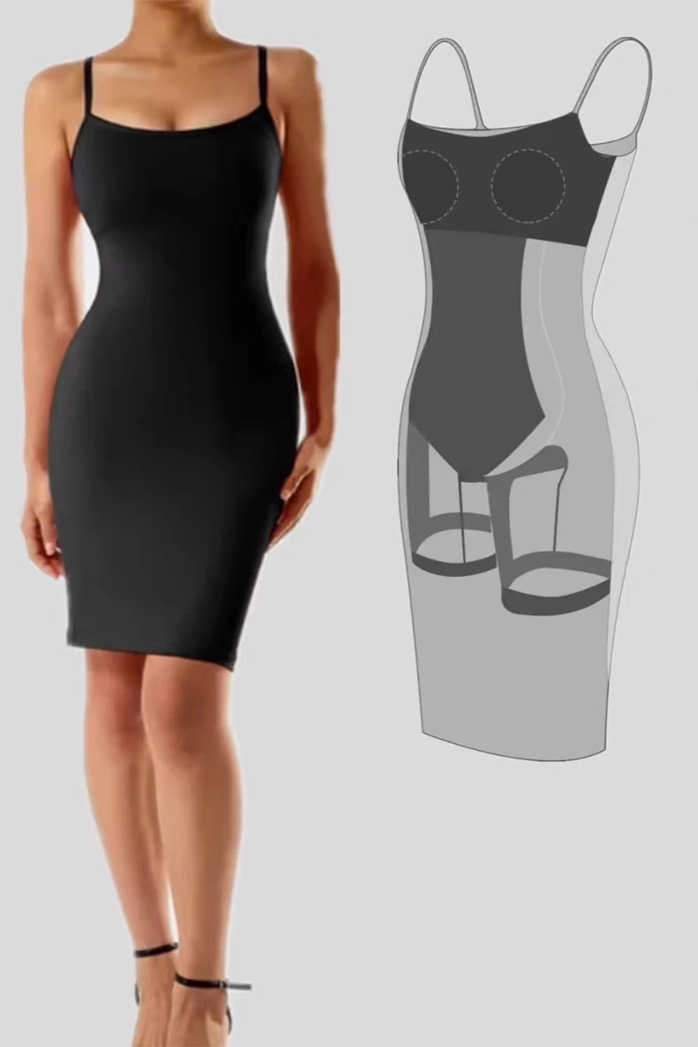 SNATCHED Bae- Built-In Shapewear Scoop Neck Sleeveless Dress