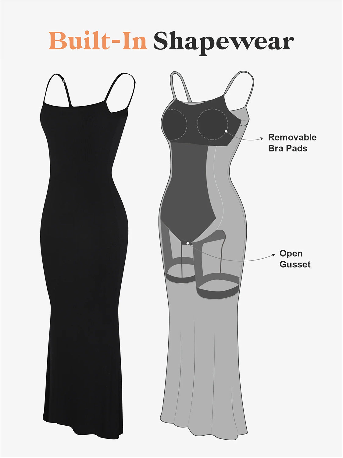 SNATCHED & Sleeveless: Built-In Shapewear Maxi