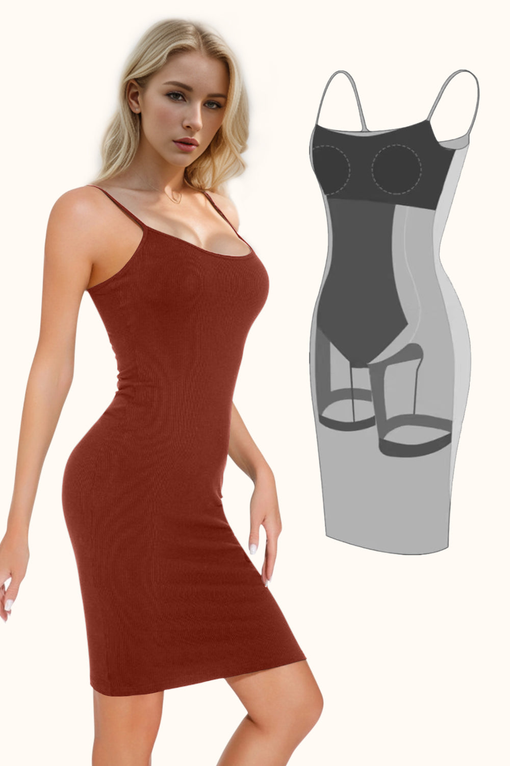 SNATCHED Bae- Built-In Shapewear Scoop Neck Sleeveless Dress