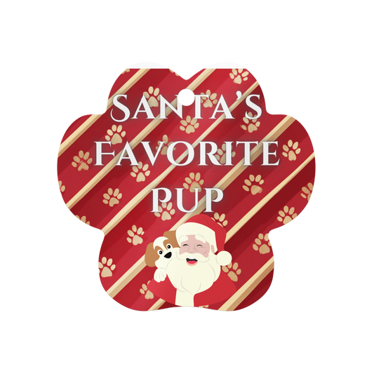 Santa's Favorite Pup Metal Ornament